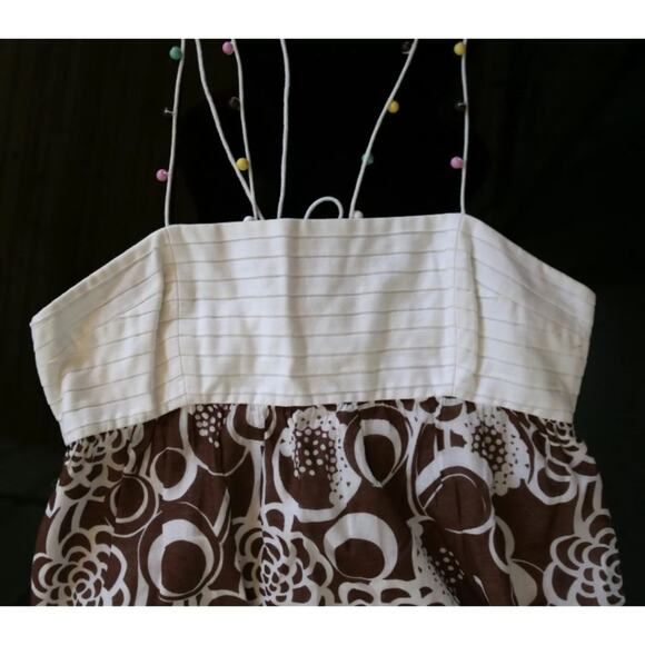 TIBI New York 2 CUTE! Brown Floral Sundress Beaded String Straps - Picture 7 of 11